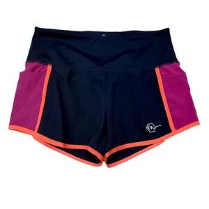 Maven Thread Elite Running Shorts Navy Colorblock PinkOrange Trim Pockets Size S